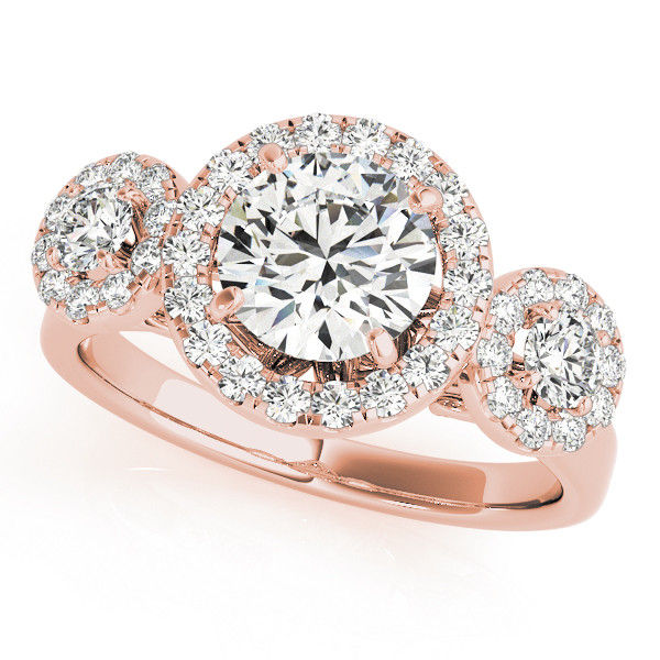 Thumbnail: 14kt Gold Halo Diamond Engagement Ring.
