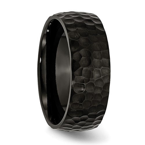 Thumbnail: Chisel Titanium Brushed and Polished Hammered Black IP-plated 8mm Band