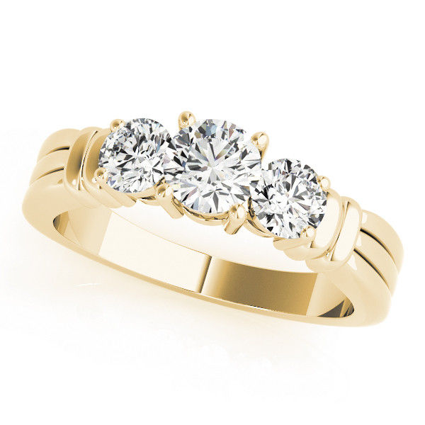 Thumbnail: 14KT Gold Three Stone Diamond Engagement Ring