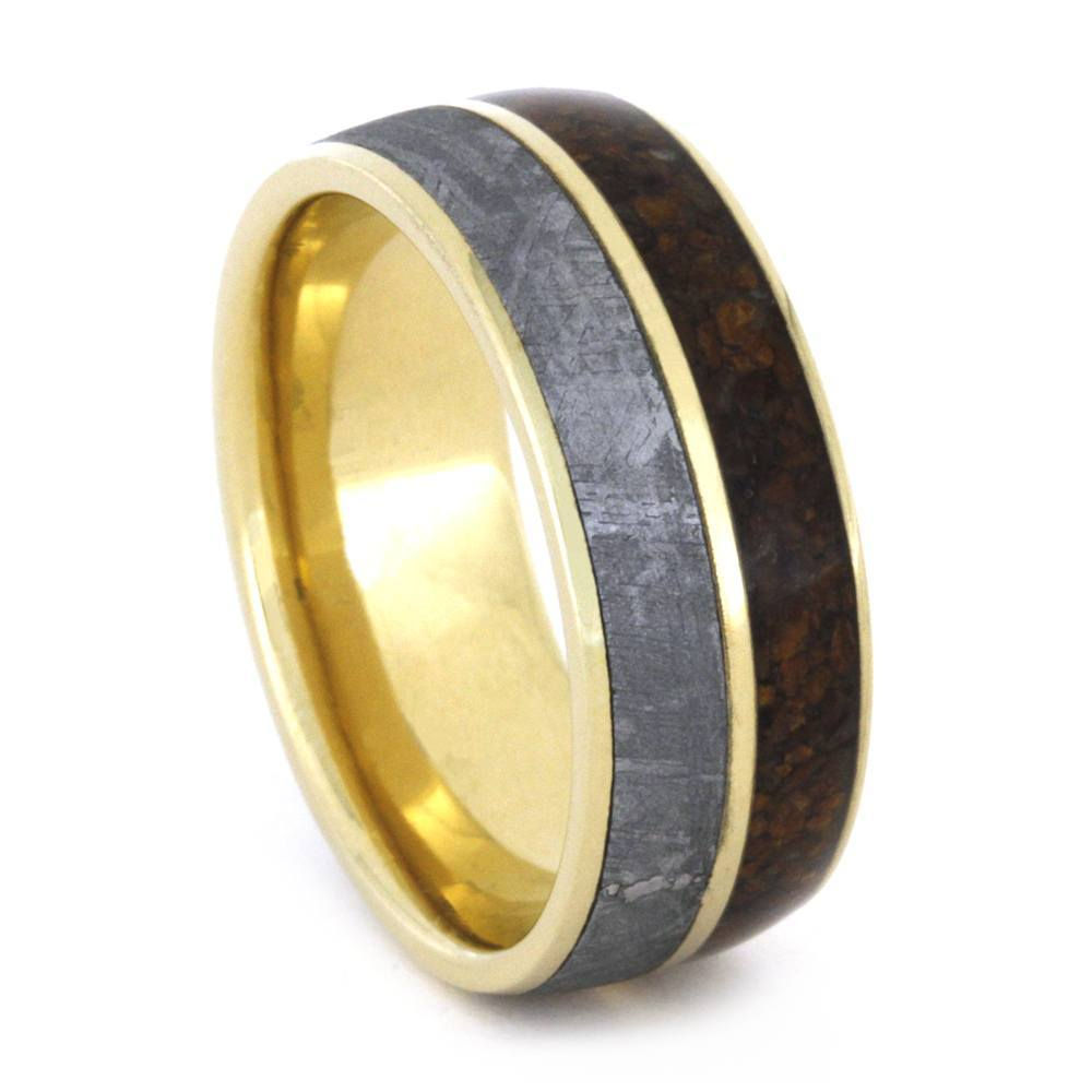 Meteorite 14kt Gold Wood Ring