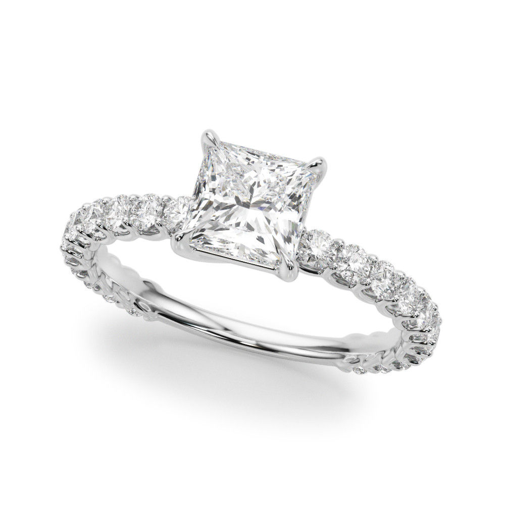 14kt Gold Single Row Diamond Engagement Ring.