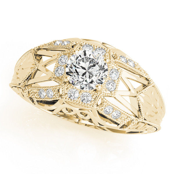 Thumbnail: 14kt Gold Art Deco Vintage Style Diamond Engagement Ring.
