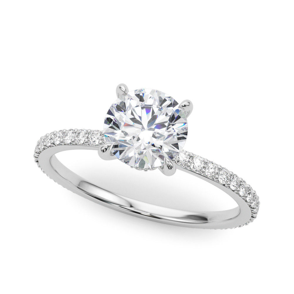14kt Gold Single Row Diamond Engagement Ring.