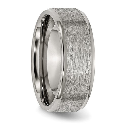 Thumbnail: Chisel Titanium Brushed Center 8mm Ridged Edge Band