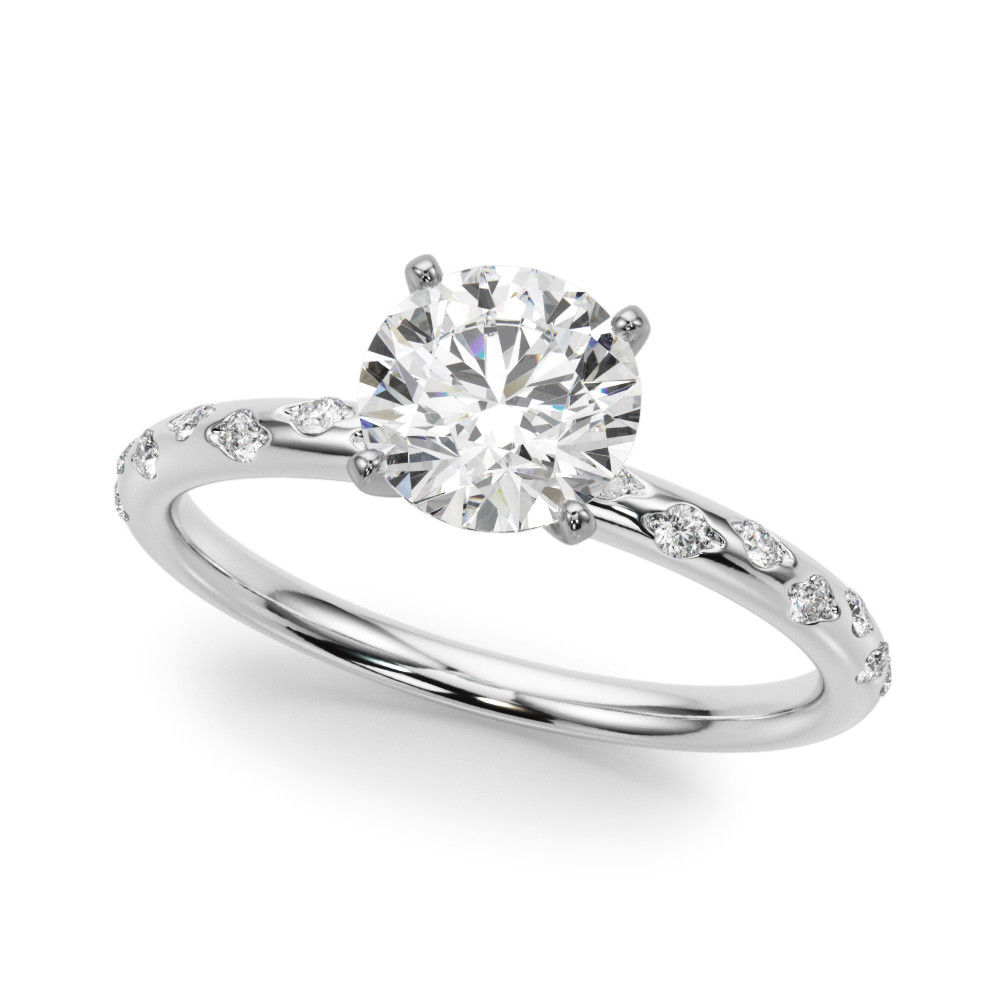 14kt Gold Single Row Diamond Engagement Ring.