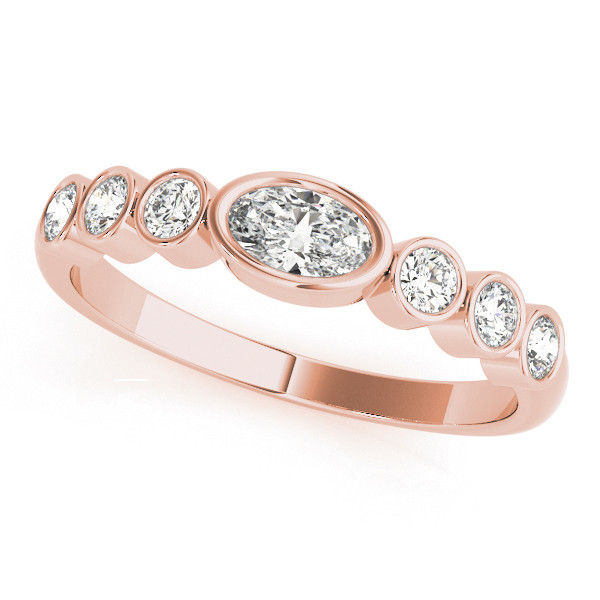 Thumbnail: 14kt Gold Diamond Ladies Bezel Set Design Wedding Band