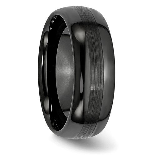 Thumbnail: Chisel Ceramic Black 8mm Brushed and Polished Band