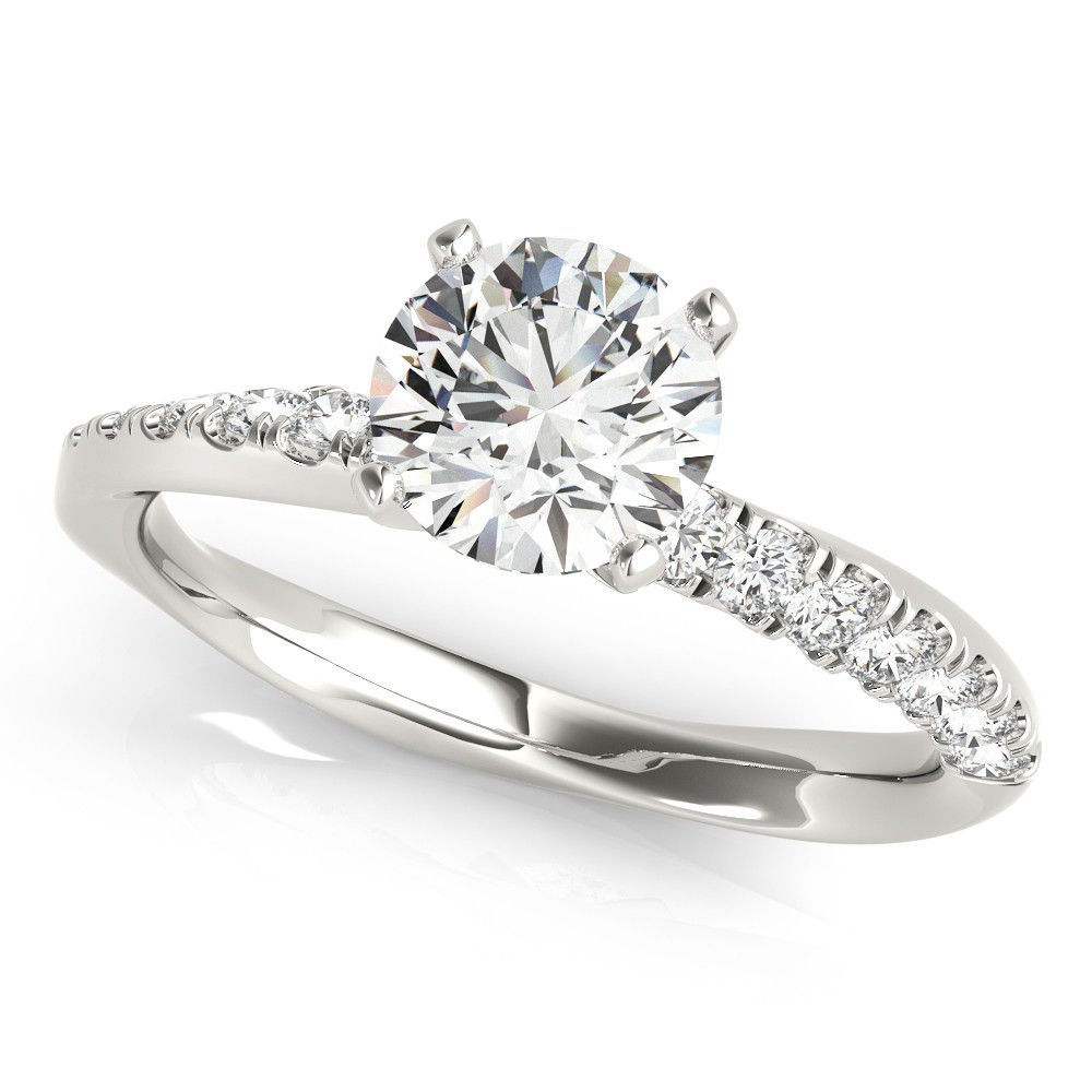 14kt Gold Single Row Diamond Engagement Ring.