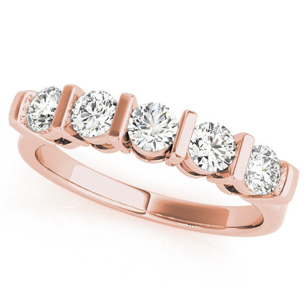 Thumbnail: 14kt Gold Diamond Bar Set Wedding Band