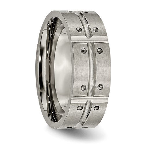 Thumbnail: Titanium Brushed and Polished 8mm Grooved Band