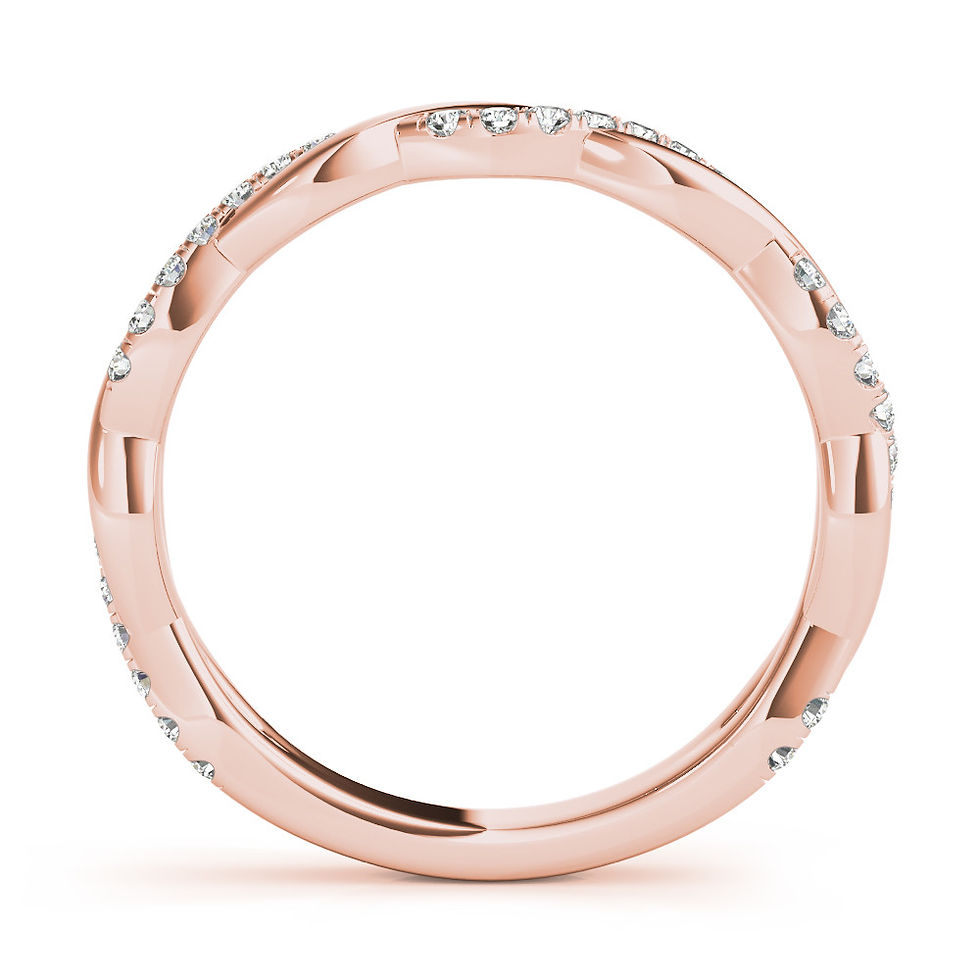Thumbnail: 14kt Gold Diamond Ladies Twist Design Wedding Band