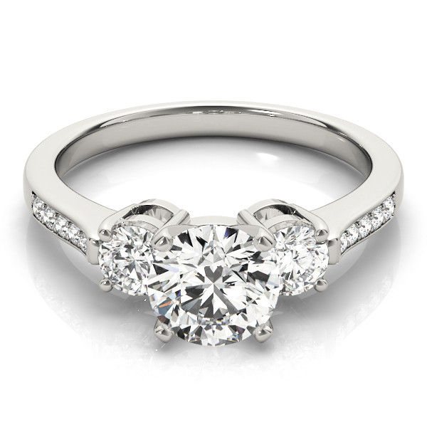 Thumbnail: 14KT Gold Three Stone Diamond Engagement Ring