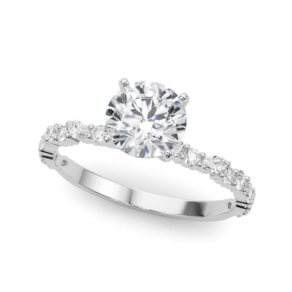 14kt Gold Single Row Diamond Engagement Ring.