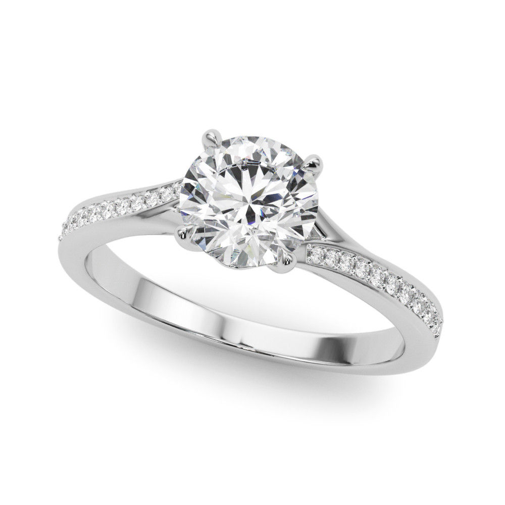 14kt Gold Single Row Diamond Engagement Ring.
