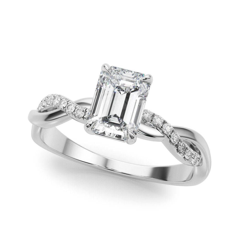 14kt Gold Single Row Diamond Engagement Ring.