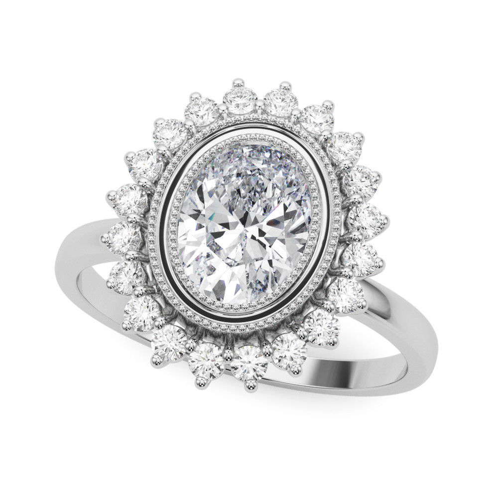14kt Gold Halo Diamond Engagement Ring.