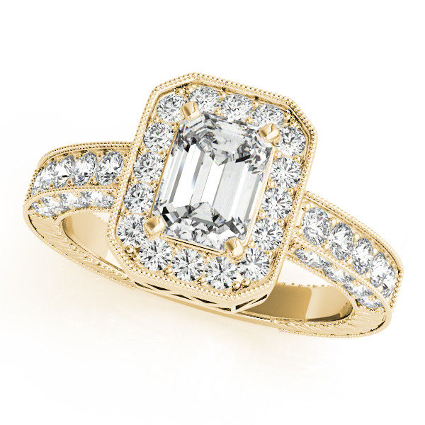 Thumbnail: 14kt Gold Halo Diamond Engagement Ring.