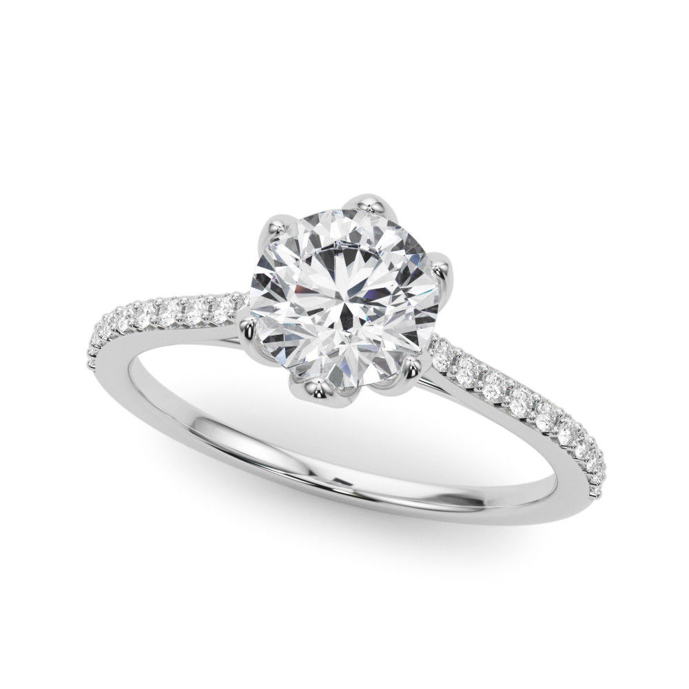 14kt Gold Single Row Diamond Engagement Ring.