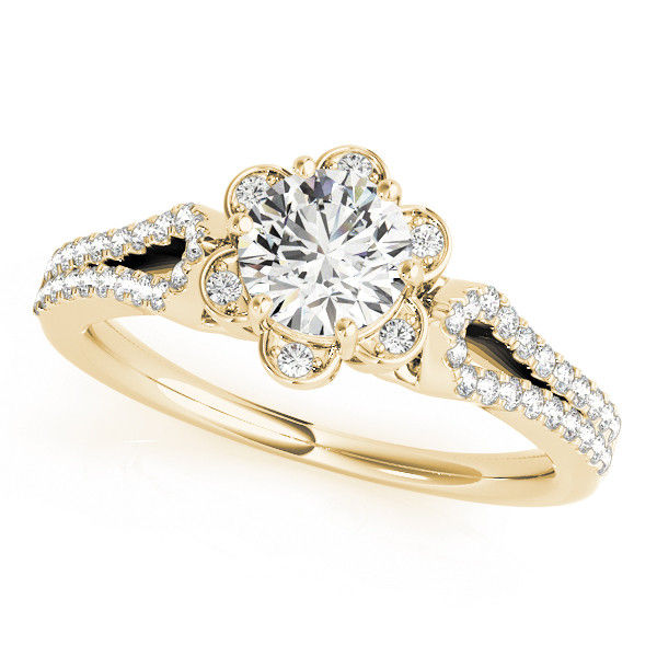 Thumbnail: 14kt Gold Halo Diamond Engagement Ring.