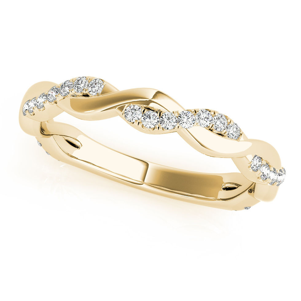 Thumbnail: 14kt Gold Diamond Ladies Twist Design Wedding Band