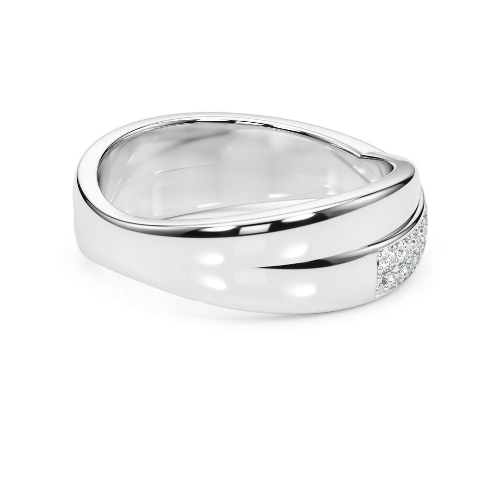 Thumbnail: 14kt Gold Diamond Ladies Twist Design Wedding Band