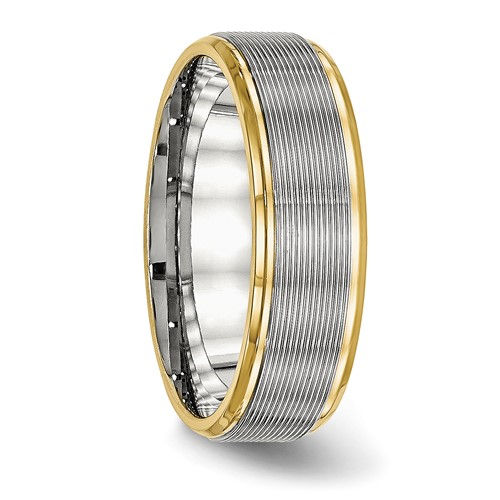 Thumbnail: Chisel Stainless Steel Polished Yellow IP-plated 6mm Grooved Band