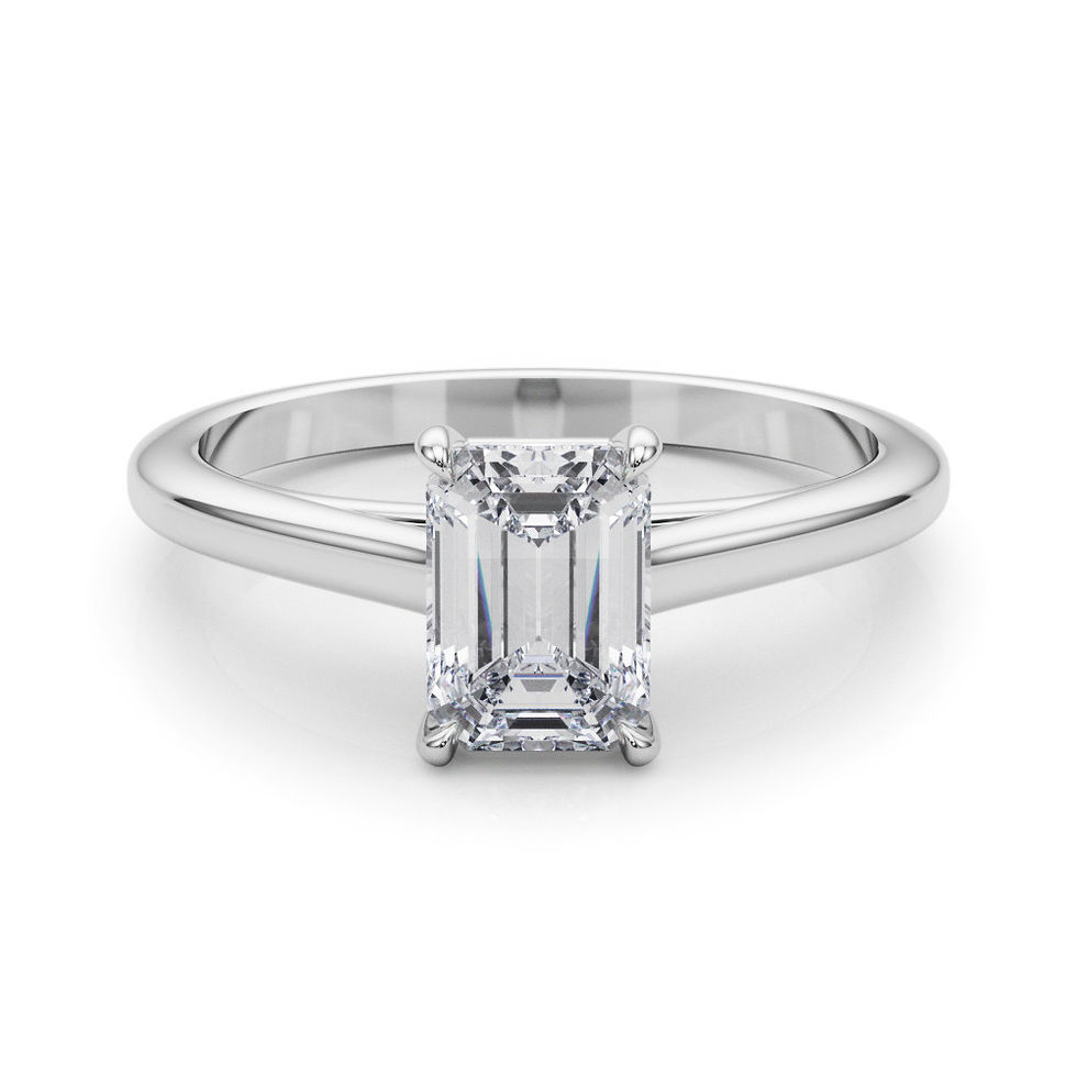 Thumbnail: 14kt Gold Emerald Cut Solitaire Engagement Ring