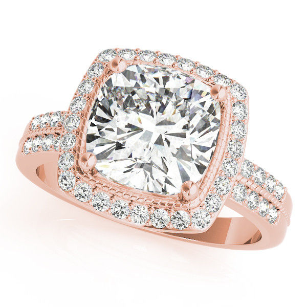 Thumbnail: 14kt Gold Halo Diamond Engagement Ring.