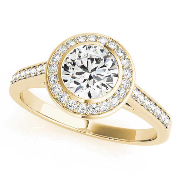 Thumbnail: 14kt Gold Halo Diamond Engagement Ring.