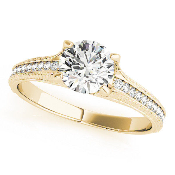 Thumbnail: 14kt Gold Single Row Diamond Engagement Ring.