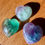 Thumbnail: Rainbow Fluorite Hearts Set Of 3 Carved And Polished- Rare Blue, Purple, Green