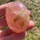 Thumbnail: Rose Quartz with Golden Healer-Small polished palm stone.