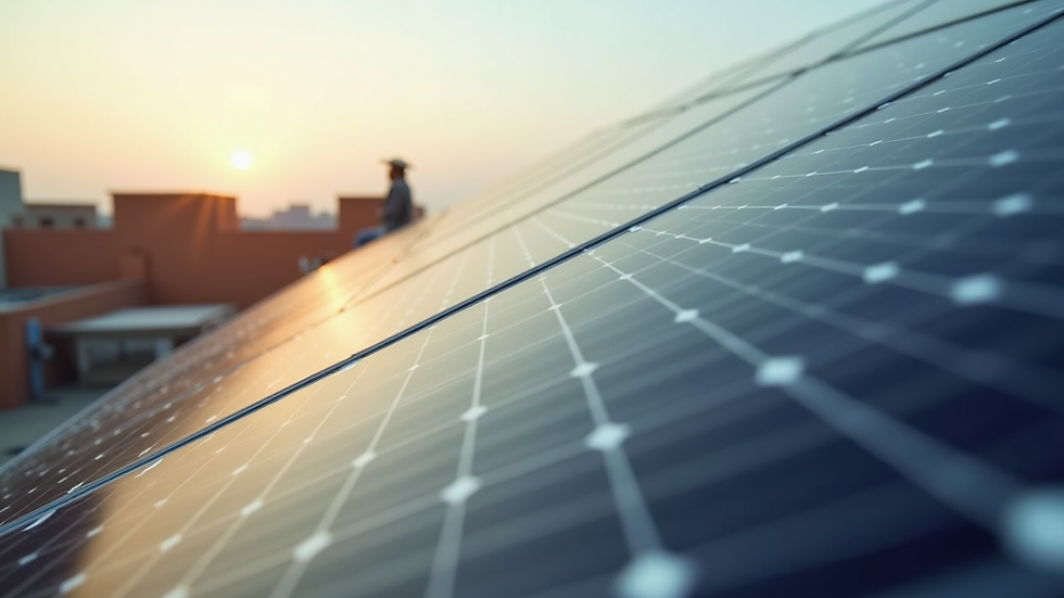 Close-up view of solar panel installation on a Jaipur rooftop