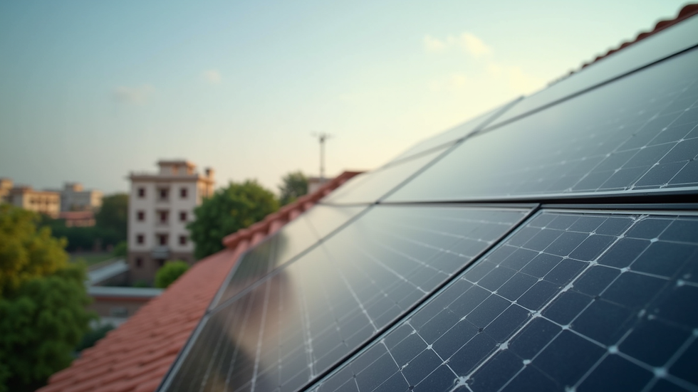 Eye-level view of rooftop solar panels installed on a Jaipur home