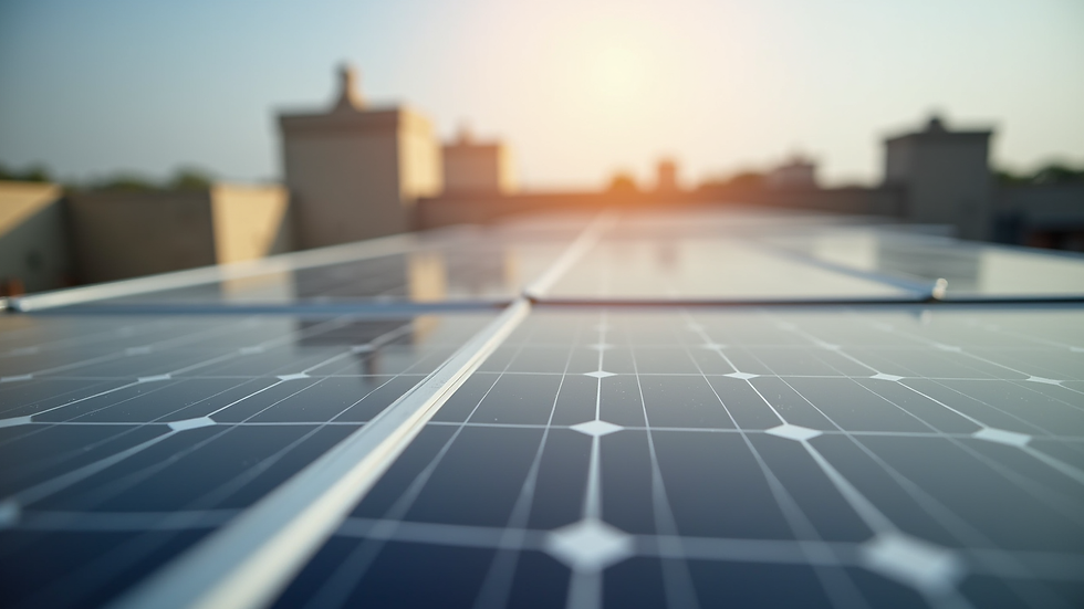 Close-up view of solar panel installation on a Jaipur commercial building roof