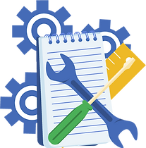 Notepad and cogs