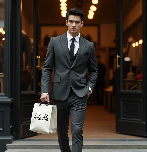 A man walikg out from TailorMe studio