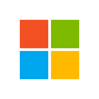 Digital graphic of the Microsoft logo, consisting of four vibrant squares in red, green, blue, and yellow against a black background. This minimalist design represents a widely recognized corporate brand identity.
