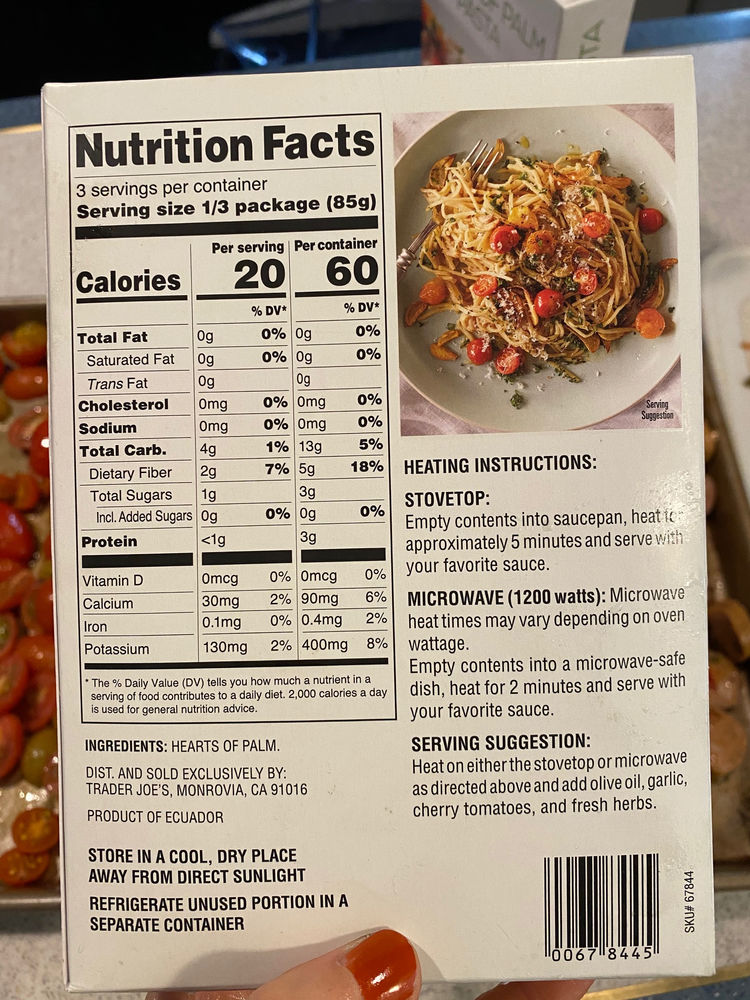 Product review Trader Joe's Hearts of Palm Pasta