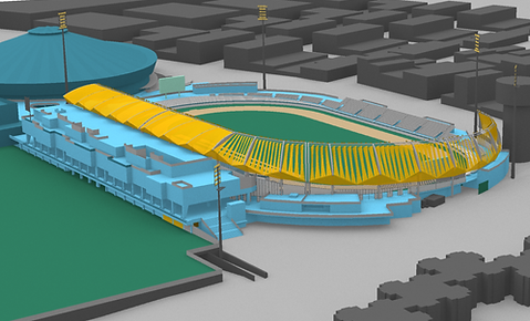 Videna Athletics Stadium visualisation of the CAD geometry 