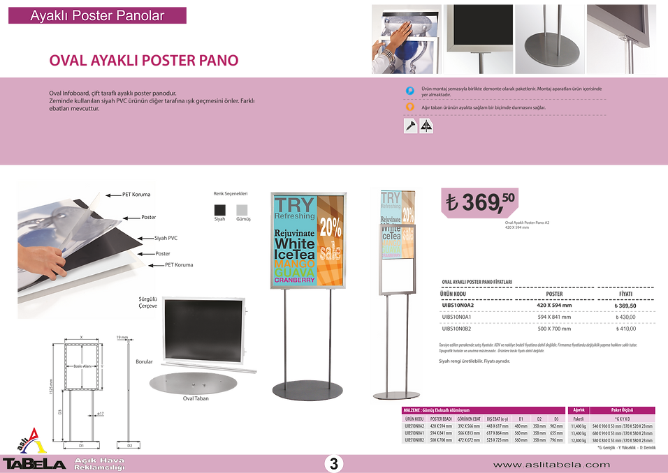 Oval Ayaklı Poster Pano, Ayaklı Poster Pano