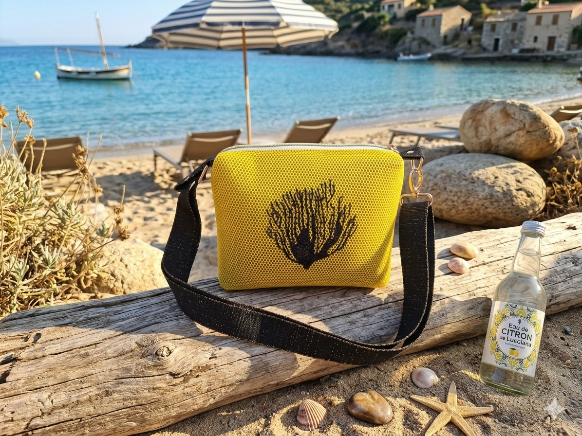 Sac Bandoulière Jaune vif Motif Corail