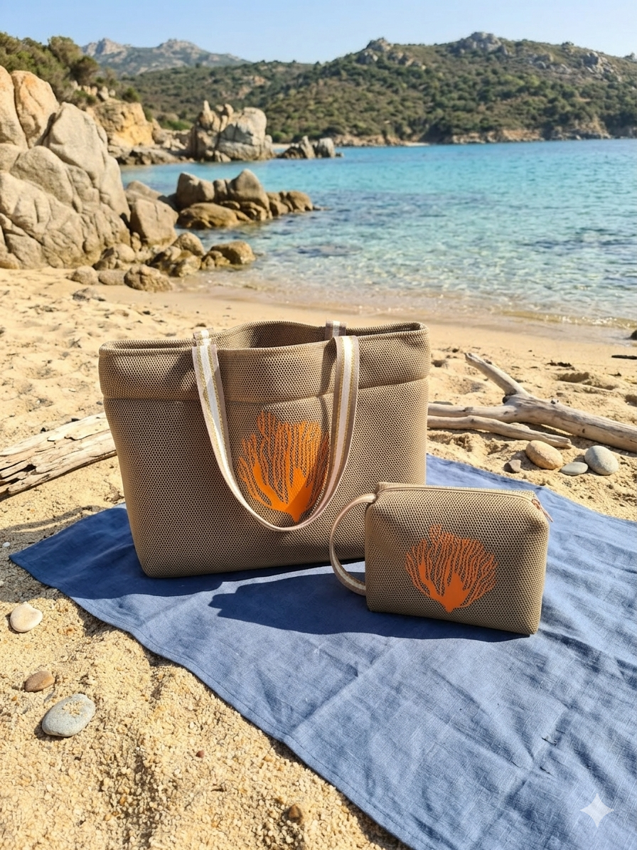 Miniature : Sac de Plage Taupe  Corail Orange