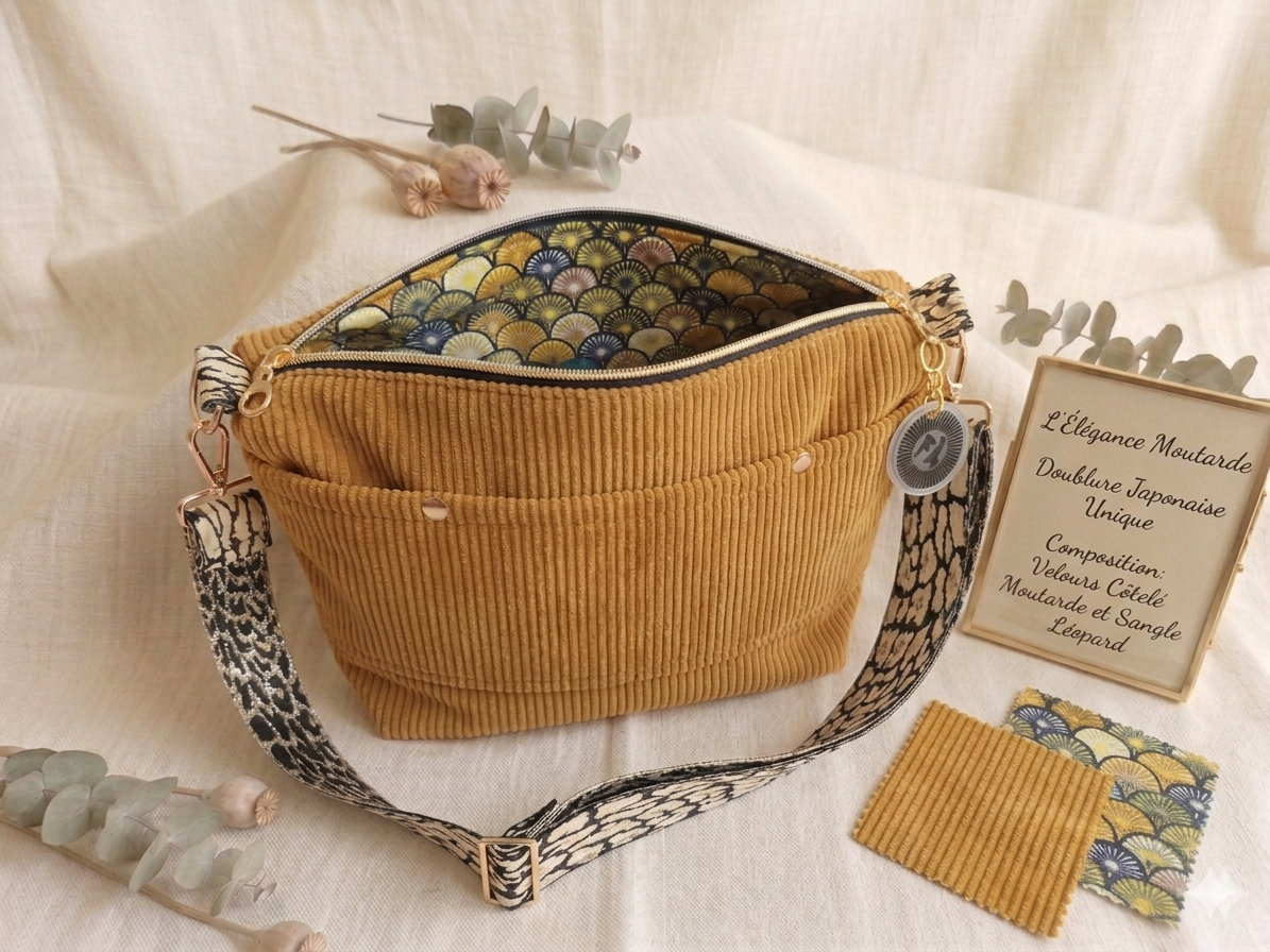 Sac Bandoulière Velours Côtelé Moutarde