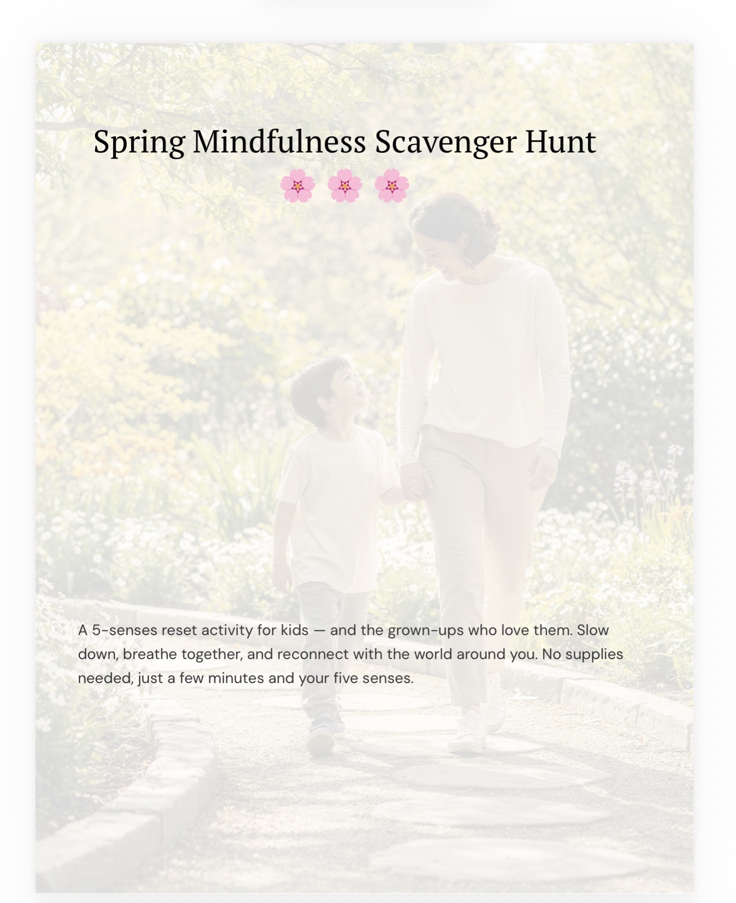 Spring Mindfulness Scavenger Hunt