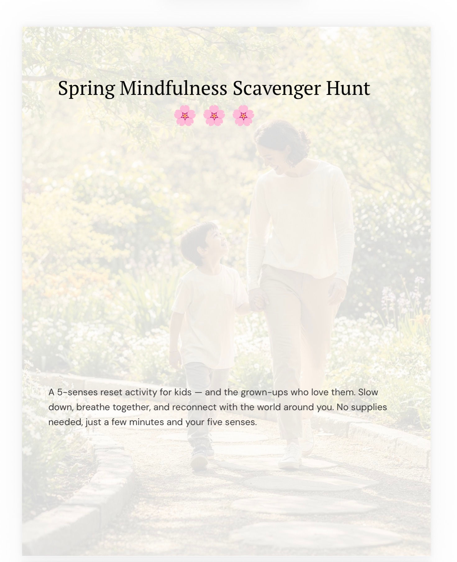 Spring Mindfulness Scavenger Hunt Guide