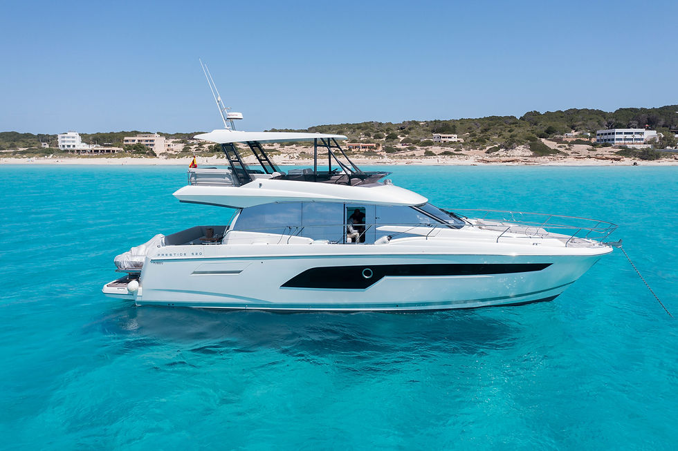 Luxury yacht prestige 520 in clear blue water