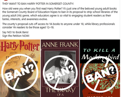 Somerset Education Association Claims That Harry Potter, Diary of Anne Frank, and To Kill A Mockingbird Are "Young Adult" Books Being Banned