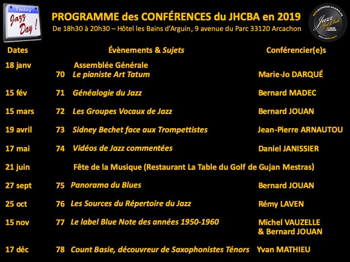 Programme JHCBA 2019
