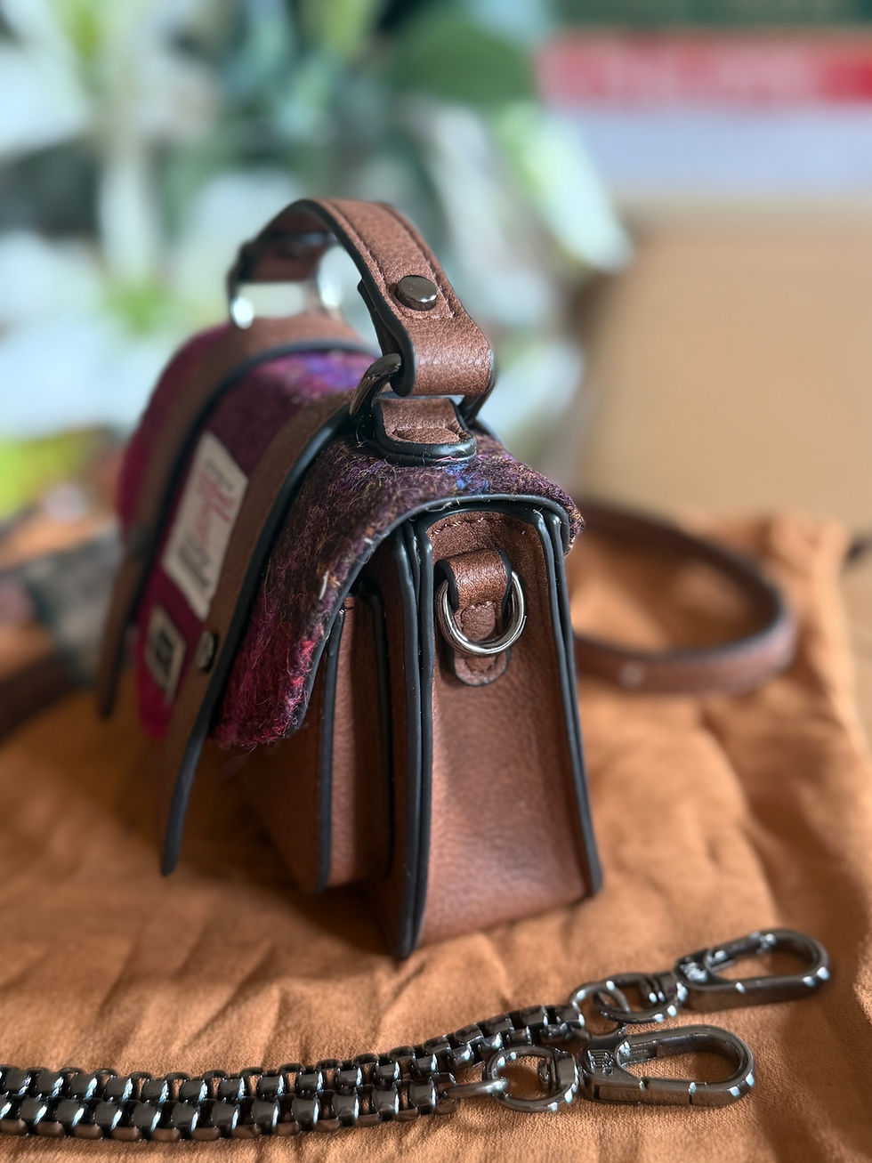 Thumbnail: Mini handbag with Harris Tweed